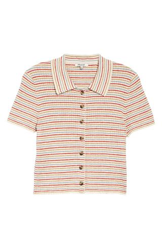 Madewell + Barbrook Stripe Button-Up Sweater Polo