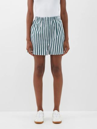 The Frankie Shop + Lui Striped Cotton Poplin Shorts