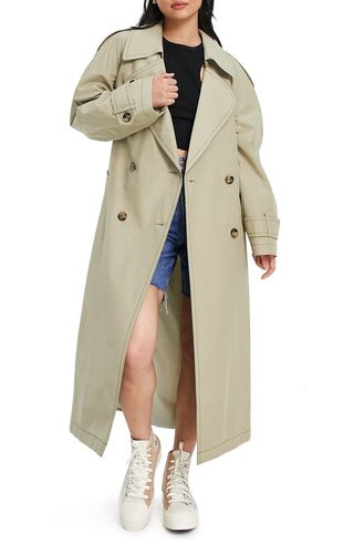 ASOS Design + Contrast Stitch Oversize Longline Trench Coat