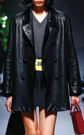 Prada + Double-Breasted Leather Jacket