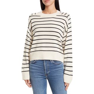 T Tahari + Saddle Stripe Long Sleeve Sweater