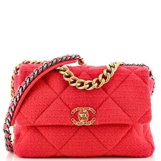 Chanel + 19 Flap Bag Quilted Tweed Large