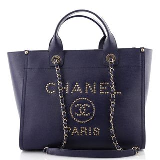 Chanel + Deauville Tote Studded Caviar Small