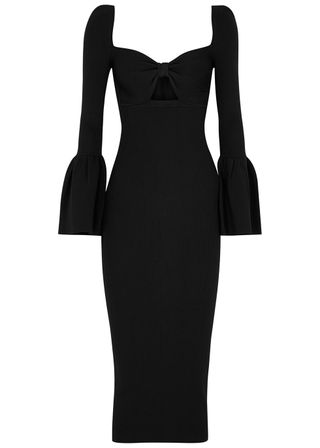 Self-Portrait + Black Lurex Knit Midi Dress