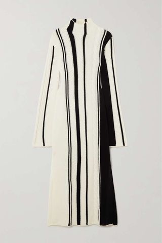 Loulou Studio + Alby Striped Cable-Knit Merino Wool and Cashmere-Blend Midi Dress