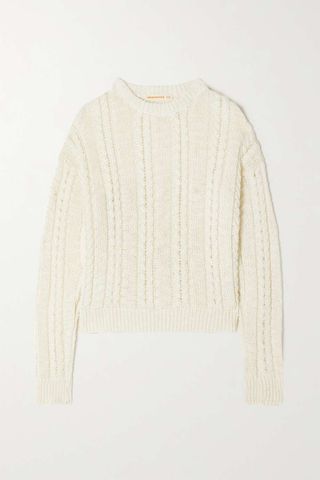 &Daughter + + Net Sustain Cable-Knit Linen and Cotton-Blend Sweater