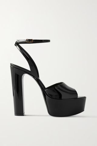 Saint Laurent + Jodie Patent-Leather Platform Sandals