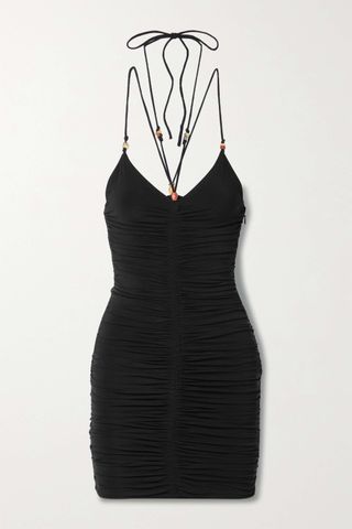 A.L.C. + Anya Embellished Ruched Stretch-Jersey Mini Dress