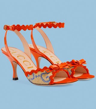 Gucci + GG Raffia Effect Sandals