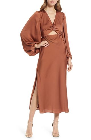Shona Joy + Twist Front Long Sleeve Cocktail Dress