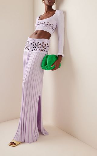 Christopher Esber + Crochet Cotton-Blend Pleated Maxi Skirt