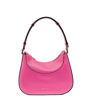 Marni + Slim Hobo Pink Leather Handbag With Logo Marni Woman