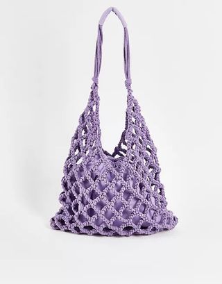 ASOS Design + Macrame Knitted Tote Bag