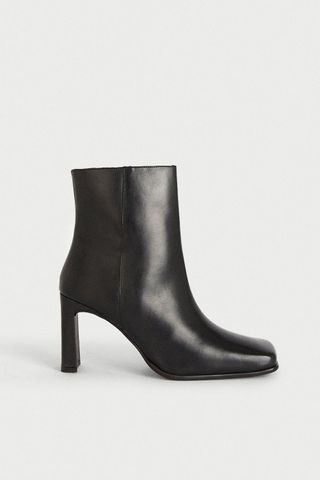 Warehouse + Premium Leather Squared Toe Knee Ankle Boots