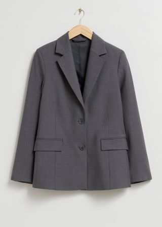 & Other Stories + Single-Breasted Blazer in Dusty Grey