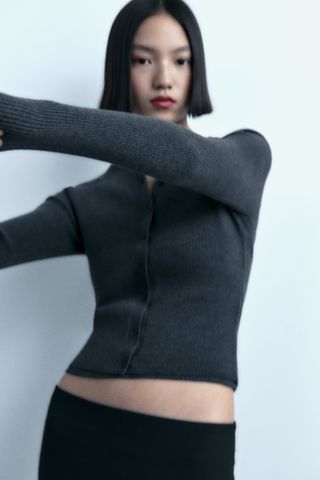 Zara + Ribbed Knit Cardigan