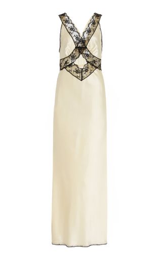 Sir + Willa Lace-Trimmed Cutout Silk Maxi Dress