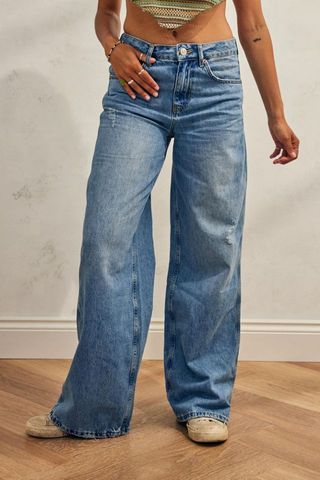 Bdg + Mid-Wash Puddle Jean