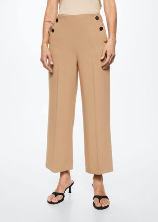 Mango + Cropped Button Trousers
