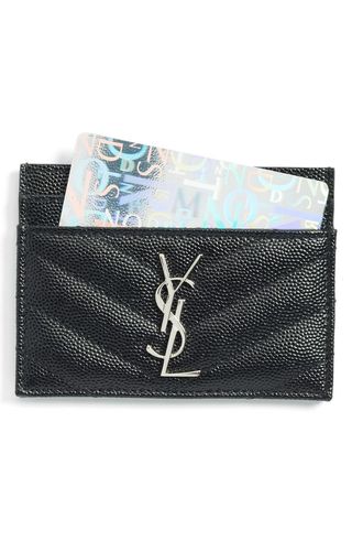 Saint Laurent + Monogram Leather Credit Card Case