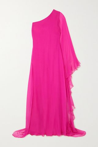 Valentino + One-Shoulder Silk-Chiffon Gown