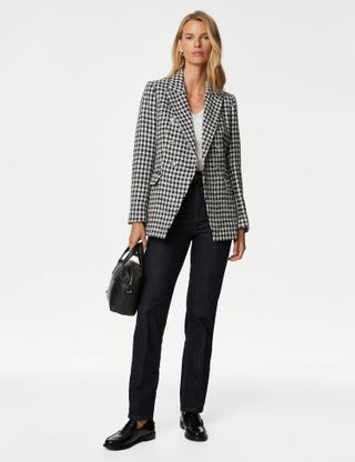 M&S Collection + Tweed Dogtooth Double Breasted Blazer