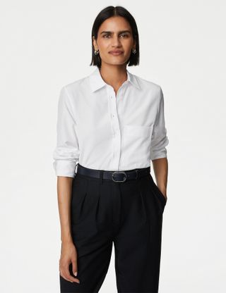 M&S Collection + Collared Oversized Girlfriend Style Shirt