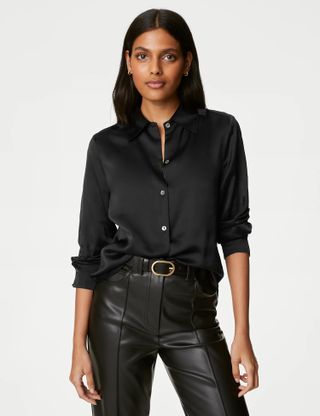 M&S Collection + Satin Collared Shirt