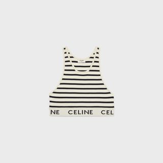 Celine + Striped Mesh Sports Bra