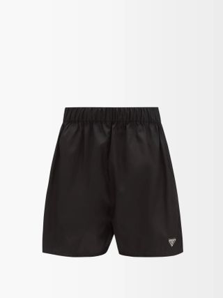 Prada + Logo-Plaque High-Rise Re-Nylon Shorts