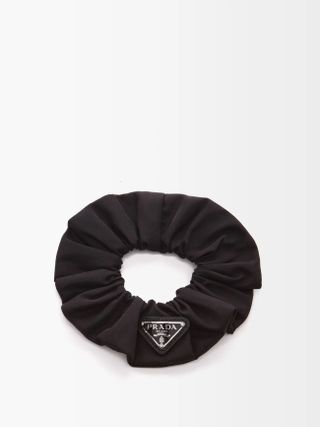 Prada + Triangle Logo-Plaque Re-Nylon Scrunchie