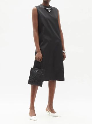 Prada + Logo-Print Re-Nylon Gabardine Shift Dress