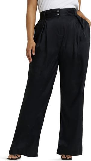 River Island + Pleated Wide Leg Trousers