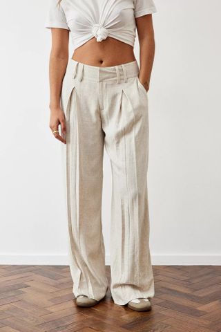 Archive at UO + Natural Linen Wide Leg Trousers