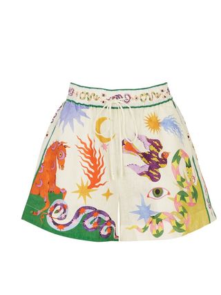 Alemais + Seeker printed linen shorts