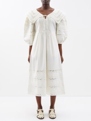 Sea + Willa Puff-Sleeve Smocked Cotton Dress