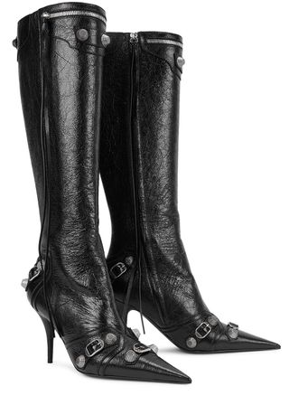 Balenciaga + Cagole 90 Black Leather Knee-High Boots