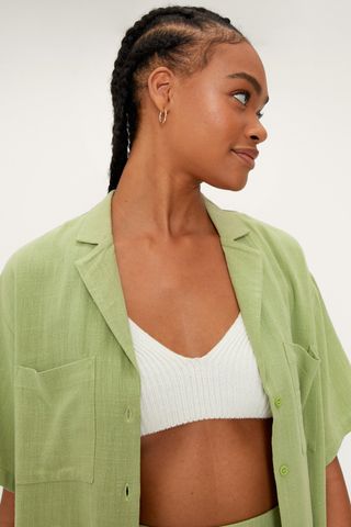 NastyGal + Linen Short Sleeve Resort Shirt