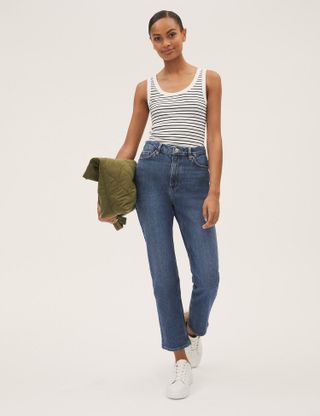 M&S Collection + High Waisted Straight Leg Jeans