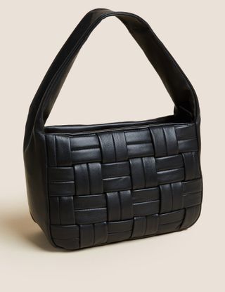 M&S Collection + Leather Woven Shoulder Bag