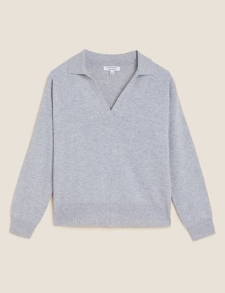 Autograph + Pure Cashmere Collared Relaxed Jumper