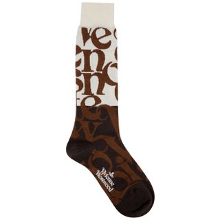 Vivienne Westwood + Brown Logo-Intarsia Wool-Blend Socks