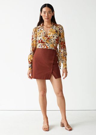 & Other Stories + Buttoned Wrap Mini Skirt