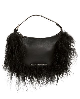 Brandon Blackwood + Cortini Wool Trim Leather Handbag
