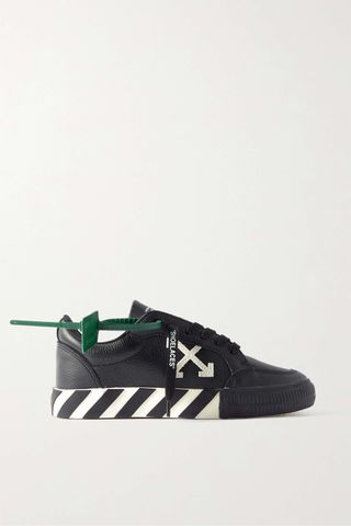 Off-White + Low Vulcanized Logo-Appliquéd Rubber-Trimmed Textured-Leather Sneakers
