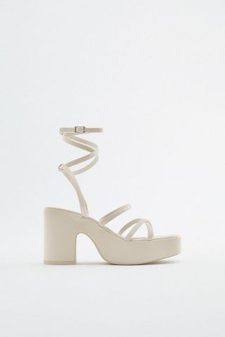 Zara + Lace-Up Platform Sandals