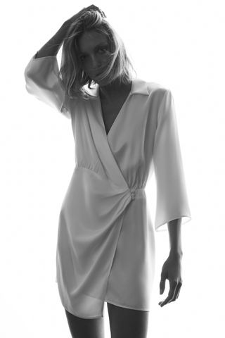 Zara + Satin-Effect Shirt Dress
