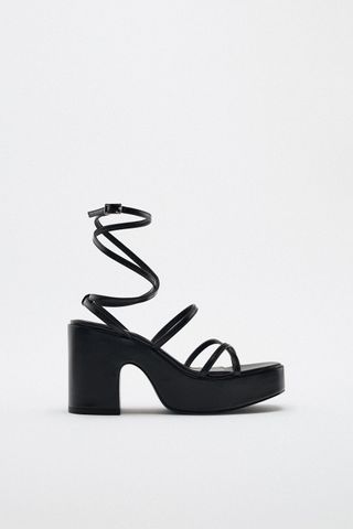 Zara + Lace-Up Platform Sandals
