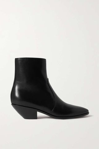 Saint Laurent + West Leather Ankle Boots