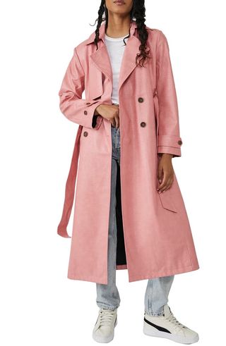 Free People + Morrison Embossed Faux Leather Trench Coat